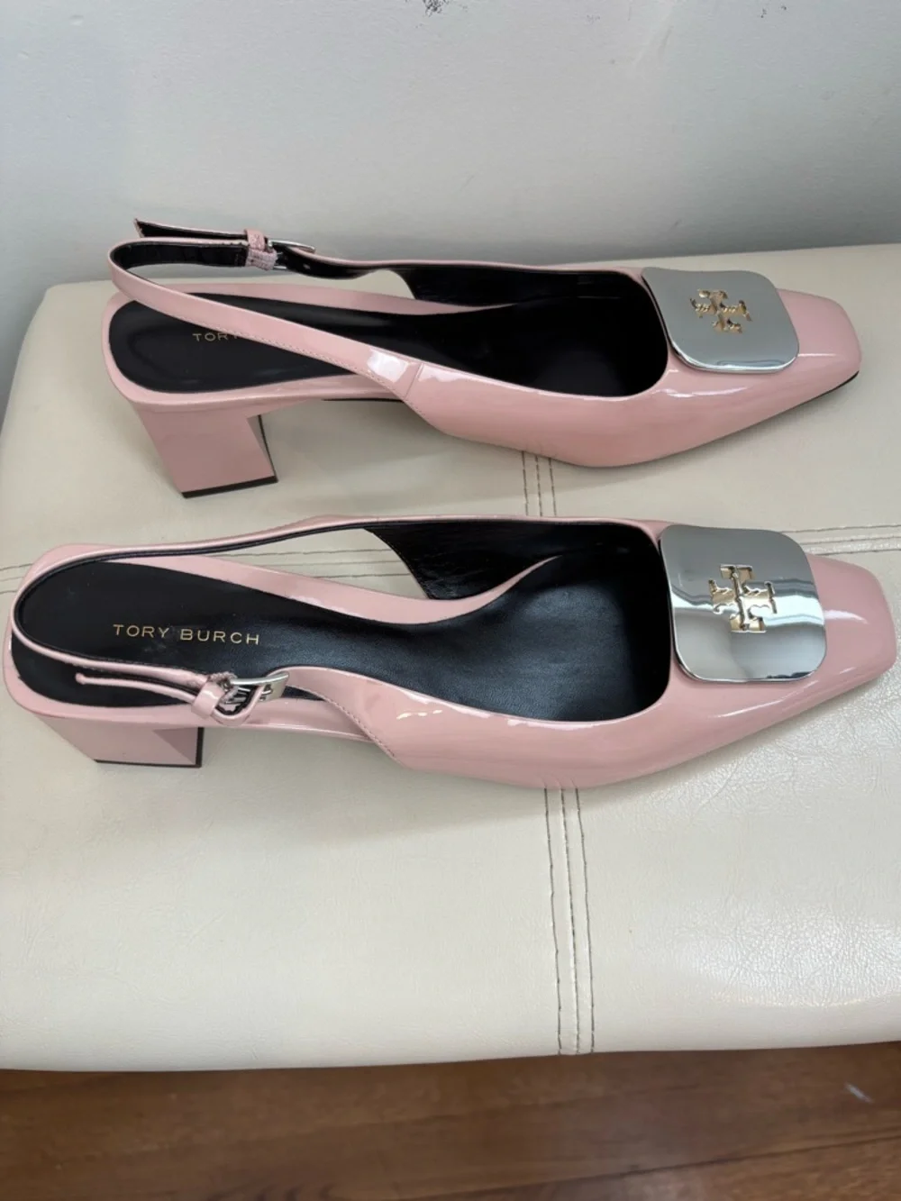 Tory Burch Georgia Slingback Pumps In Pink Patent Leather Size 9M